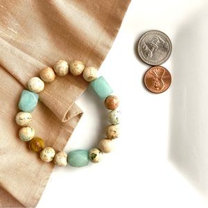 New Handmade Stretch Bracelet with Mongolian Turquoise and Amazonite Beads